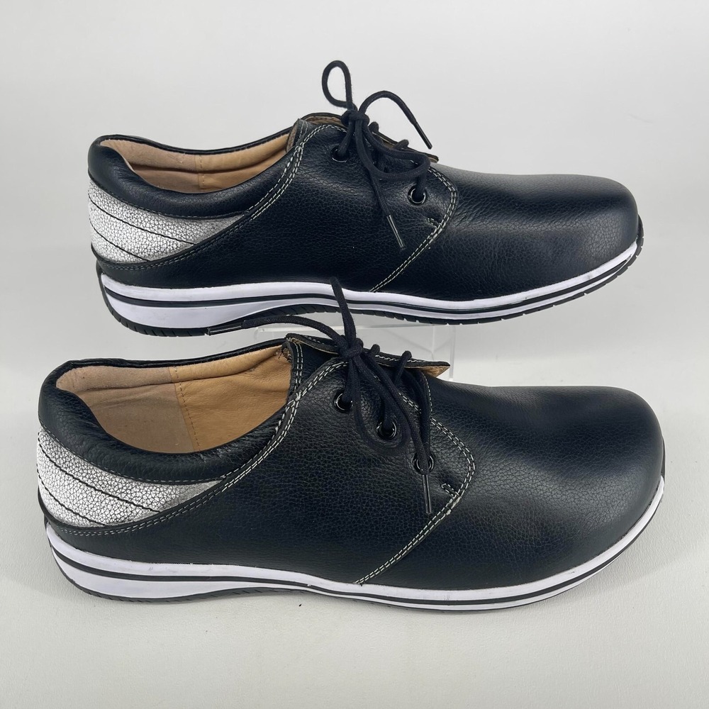 Alegria Alex Work Casual Shoes MENS Black White Leather Lace Up SIZE 14 US 48 EU
